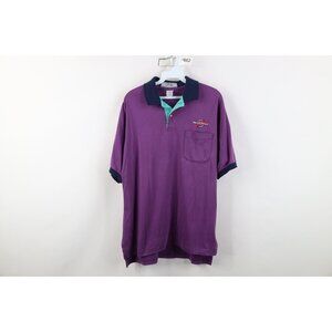 Vtg 90s Mens Large Faded Spell Out Matco Tools Collared Polo Shirt Purple USA